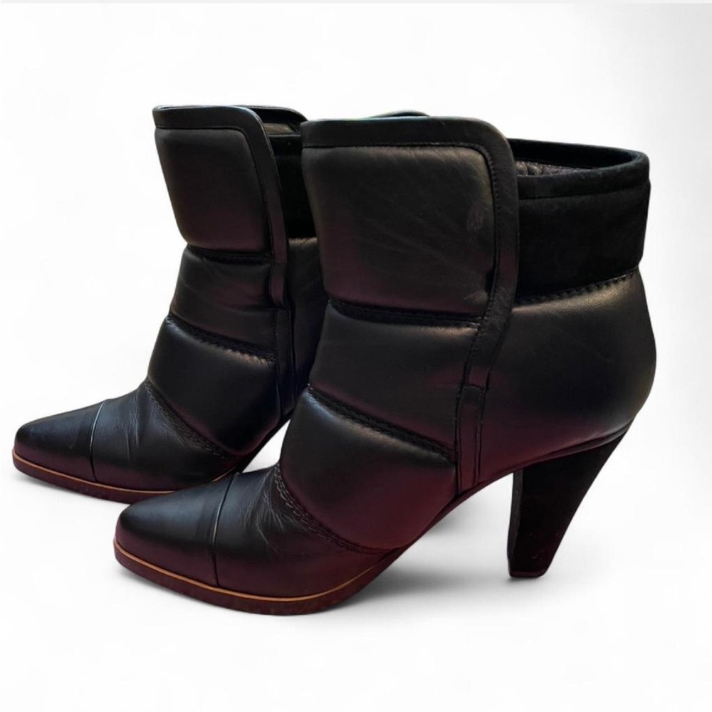 Chloe Black Lamb Leather And Suede Heel Boots Size 9 - Picture 7 of 9